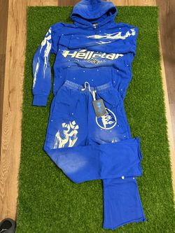 Hellstar Blue Tracksuit Set Hoodie and Sweatpants