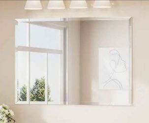 40 in. W x 30 in. H Rectangular Beveled Frameless Wall Mount Bathroom Vanity Mirror Decorative Wall