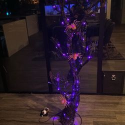 Halloween 5 Foot Spooky Purple Lighted Tree