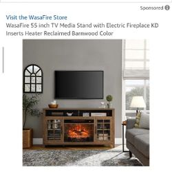 55 Inch TV Media Stand With Electric Fireplace 