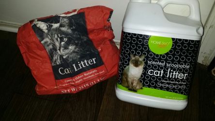 Cat litter/ plastic bottle new/bag-half full