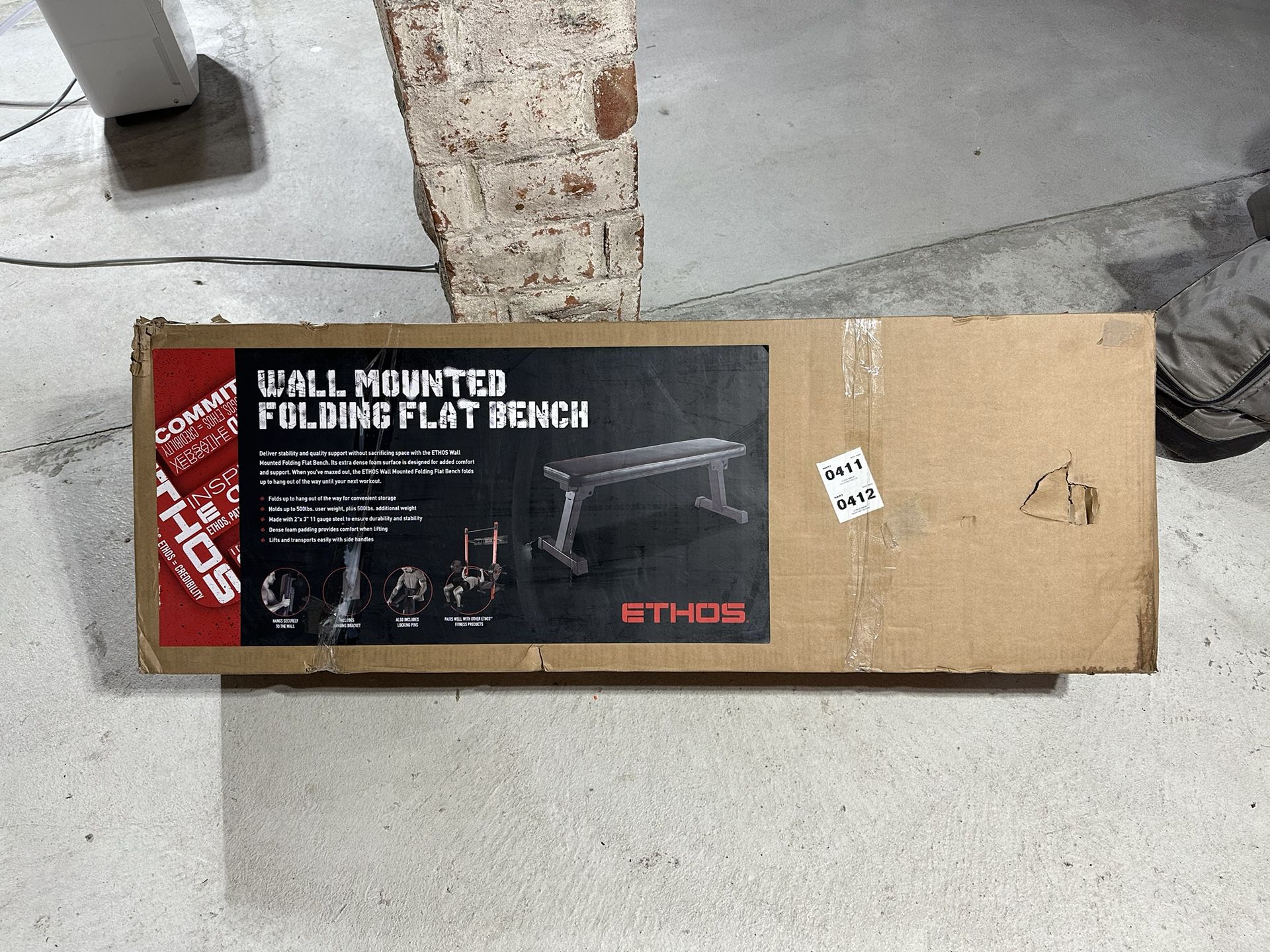 BRAND NEW IN BOX - ETHOS Wall Mounted Flat Bench Squat Rack