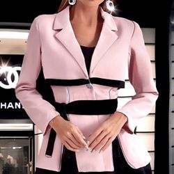 NWT, Lavishly Paris Pink Long Sleeve Skirt Suit Dress.