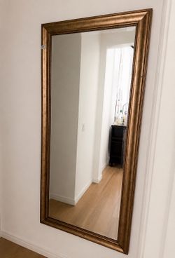 Large 64” x 30” Gold Framed Full-Length Mirror
