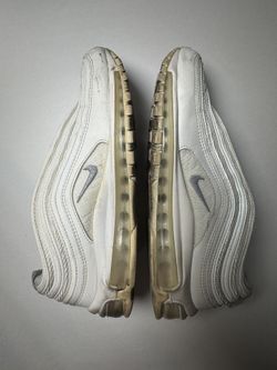 Pre Owned Fair  No Insoles No Box  Oxidation Yellowing Nike Air Max 97  Triple White  Men  Size 9 