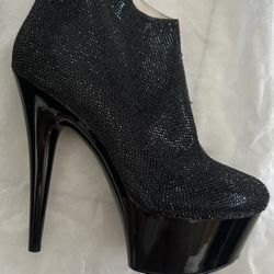 Black Rhinestones High Heels 