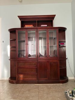 Cherry Wood Entertainment Center Wall Unit