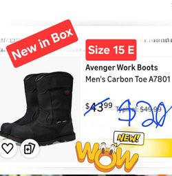 New in Box Avenger Work Boots Men's Carbon Toe A7801 15 EE