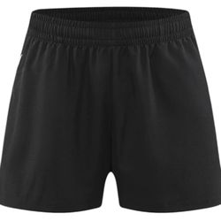 Black xl size Men's Athletic Workout Shorts, Polyester Spandex Blend, Asymmetric Hem