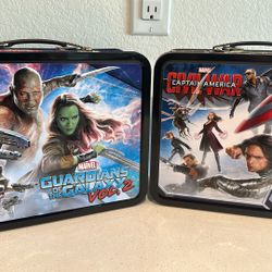 Marvel Captain America: Civil War tin lunchbox And  Marvel Guardians of the Galaxy Vol. 2 tin tote lunch box