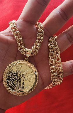 Centenario Y Cadena En Oro Laminado De La Mejor Calidad