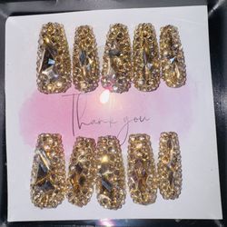 Gold Diamond Press Ons 