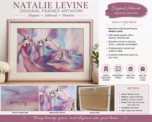 Large Framed Original Natalie Levine Art – Ethereal Women Pastel Painting