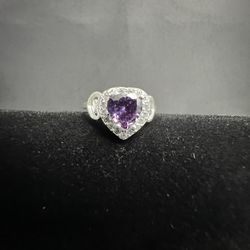 Amethyst Purple Heart Ring  .925 Sterling Silver 