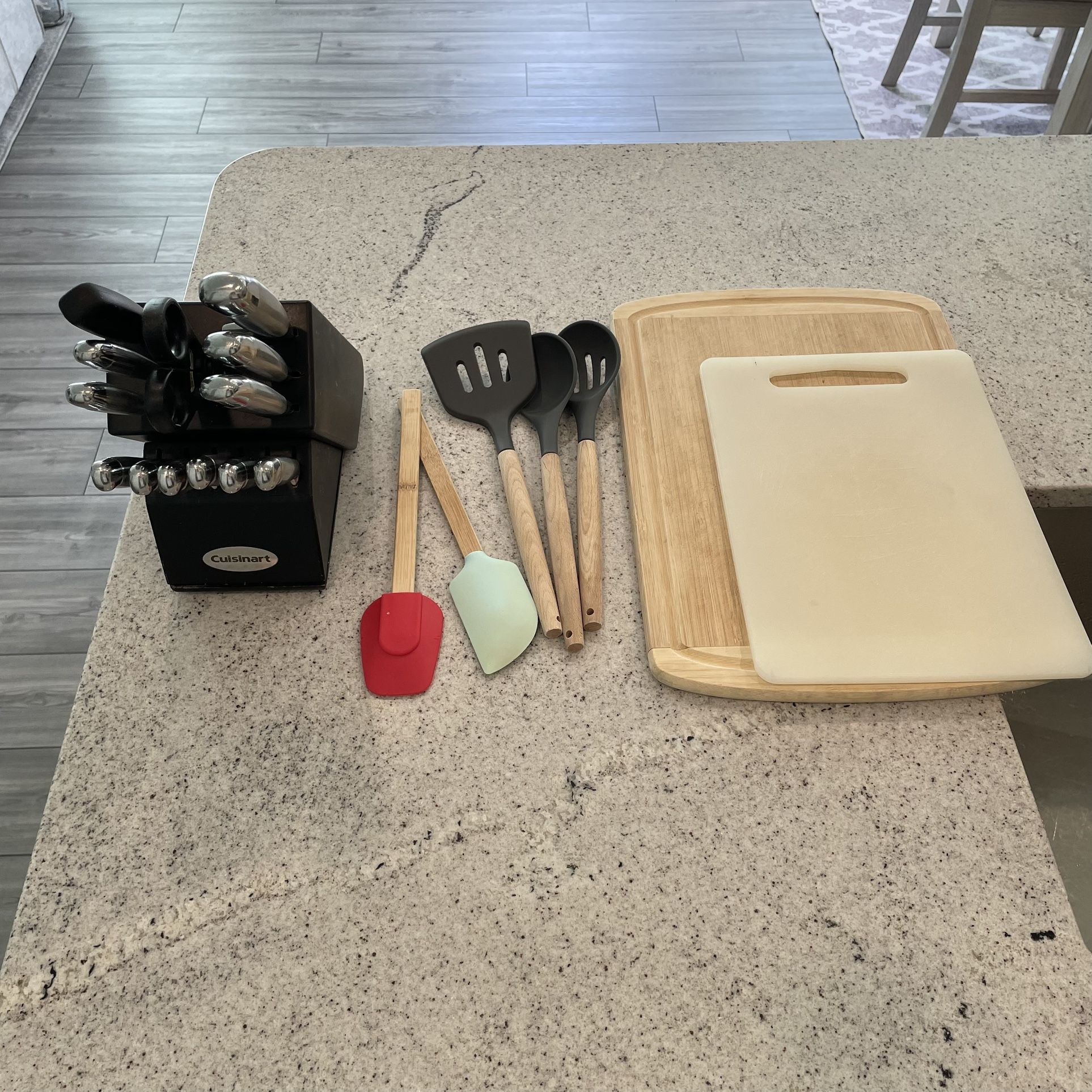Kitchen Starter Kit - Knives, Wooden Spoons, Cutting Boards, Measuring Cups