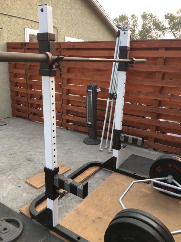 Squat rack tuff stuff brand heavy duty with safety bars. for Sale in Los Angeles, CA OfferUp