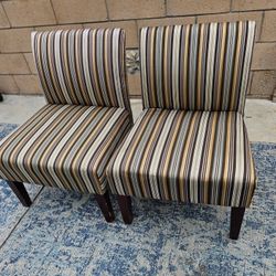 #Vintage Pin Stripped Accent Chairs