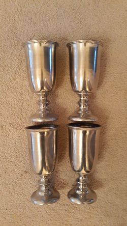 Vintage RWP USA heavy pewter goblets set 4