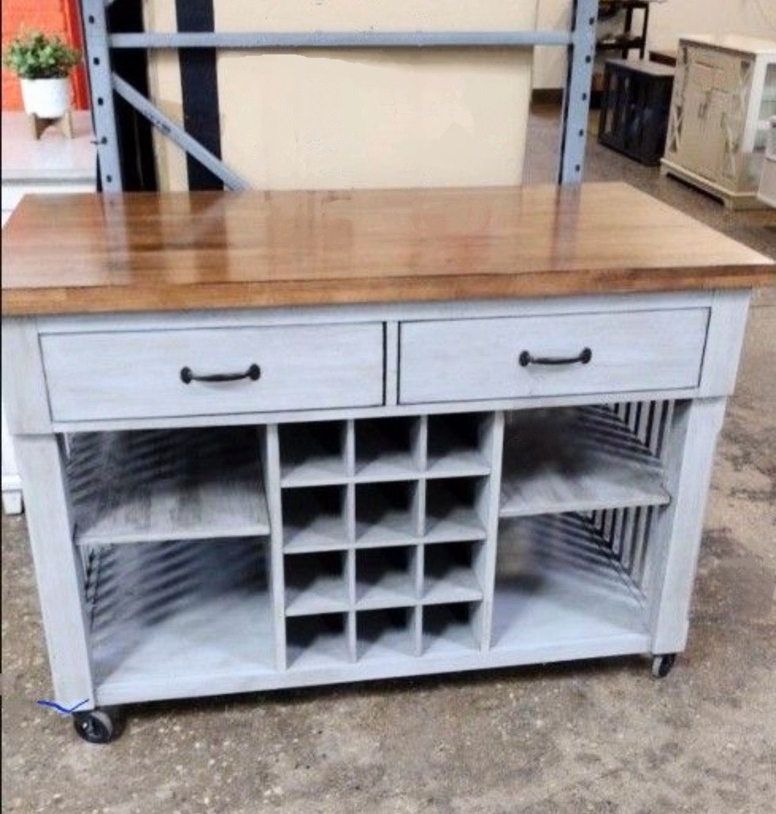 New Solid Mobile Kitchen Island Storage Rolling Cart