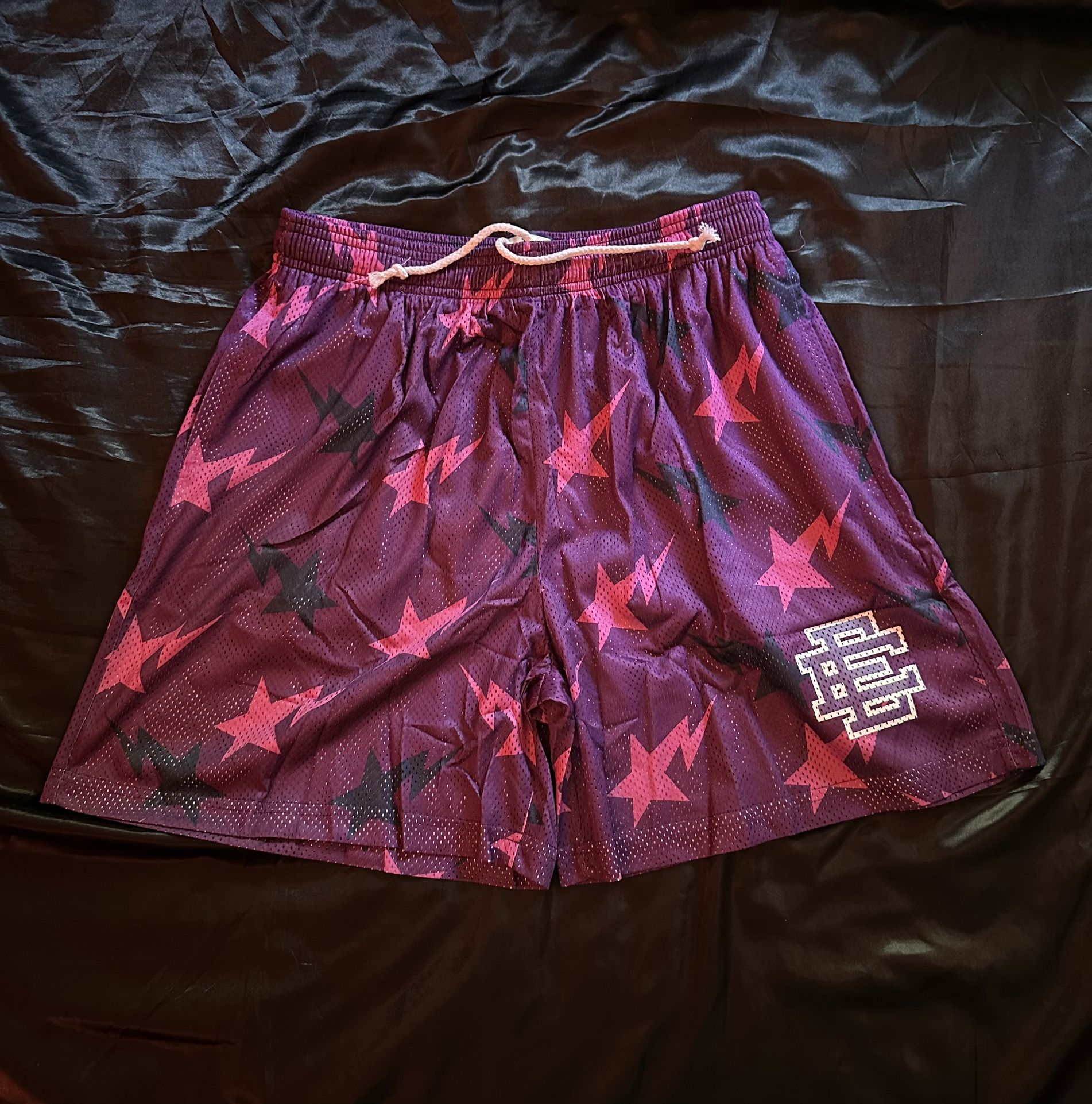 SALE! Eric Emanuel X BAPE Basic Short Mens Large Miami ‘Purple/Pink’ Basketball Lightweight