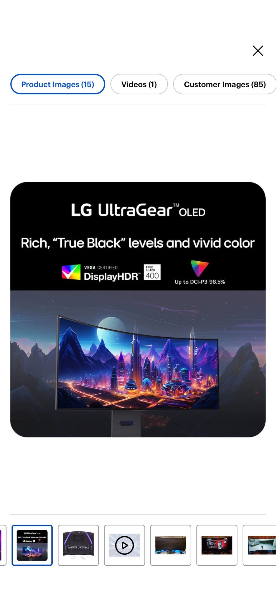 34 Inch UltraGear OLED WQHD 1440P 240Hz 0.03ms G-Sync Compatible 800R Curved Gaming Monitor - 34GS95QE-B