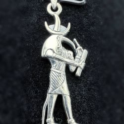 925 Sterling Silver Egyptian Thoth God of Wisdom Pendant Charm