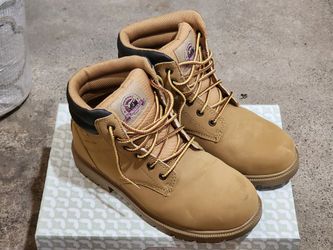 Women's Wheat/Tan Steel Toe Boots Size 8.5