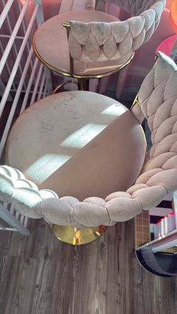 Pink Velvet Salon Styling Chair Gold Base - set of 2