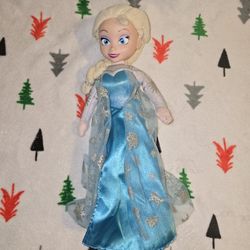 Disney Frozen Princess Elsa Plush Doll Vinyl Face Just Play Lovey Toy 14"