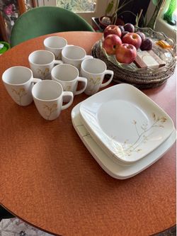 23pcs Corelle Kobe Dinnerware Set Square Plates & Mugs Service for 8 MISSING 1 mug