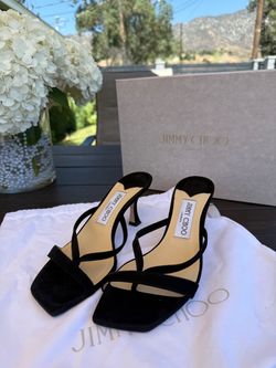 Jimmy Choo Maelie 70 Black Suede Sandals – Size 37
