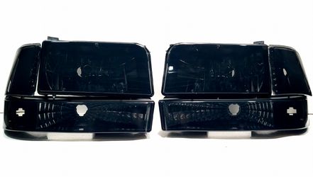 SMOKED HEADLIGHTS  FOR 92-96 FORD F150 F250 F350