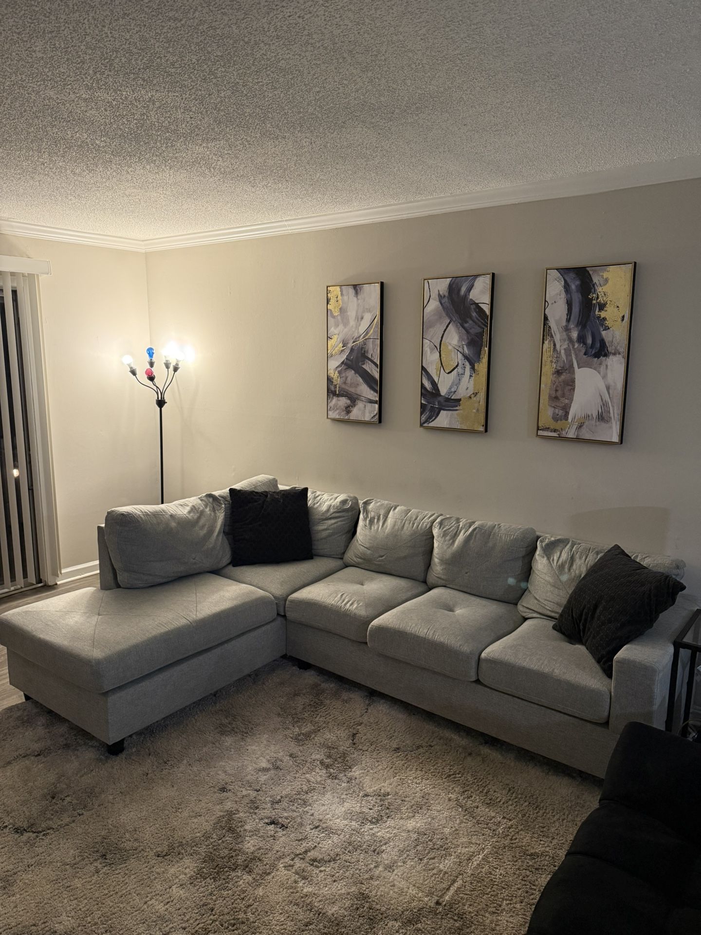Modern Gray Sectional Sofa w/ Chaise, Good Condition
