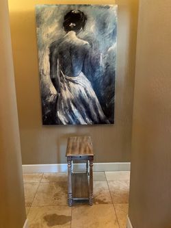 Distressed Wood Chairside End Table with Pull-Out Tray 12’ wide x 24’ long and 24’ tall