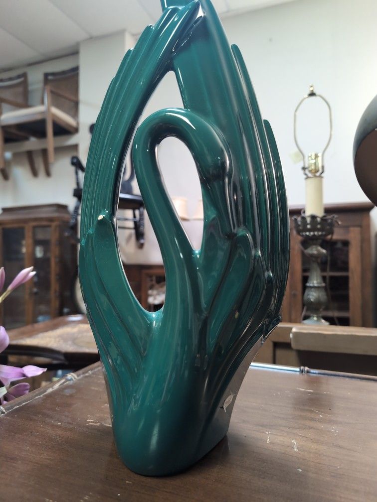 Royal Haeger Green Swan Decor