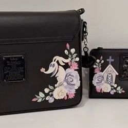 Loungefly Floral Zero Nightmare Before Christmas Crossbody And Wallet Included Exclusive New With Tags 2pcs 