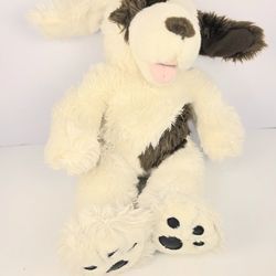 Build A Bear "BAB" Retired Dog Plush White Brown Spots Big Ears Stuffed Pup 16” 
