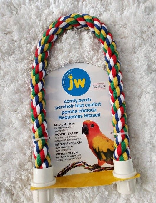 Medium Bird Parrot Flexible Rope Perch For Carriers Or Cages 