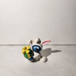 SMURF SCHLEICH 1982 PEYO EASTER BUNNY MADE IN PORTUGAL