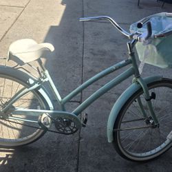 26 in beach cruiser ladies bicycle w rack and basket coaster 