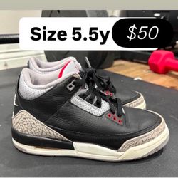 Jordan retro 3s cement size 5.5y & 6.5y