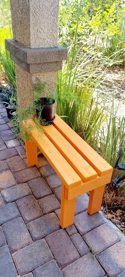 🌱Solid Wood Bench ::: 17"H X 30"W X 12"D (3 Planks) ::: Orange