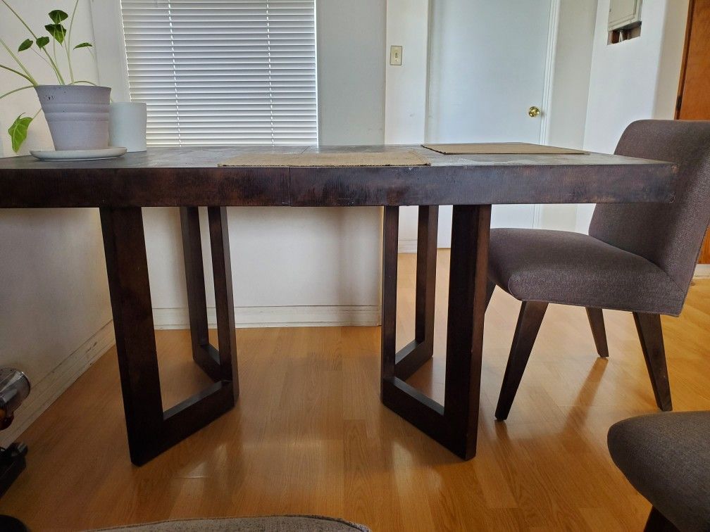 Dark Brown Wood Dining Table