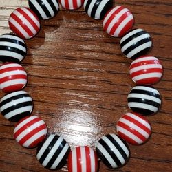 Black And Red Striped Beaded Bracelet 