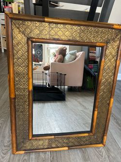 FOR SALE: VINTAGE BAMBOO & BRASS MIRROR