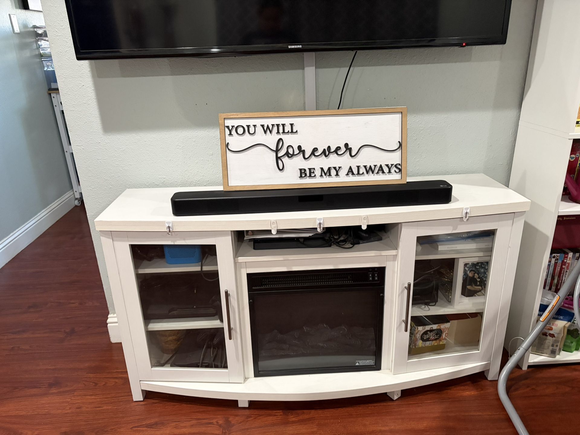 White TV stand 