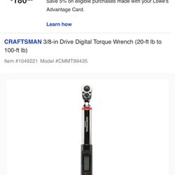 Brand New Craftsmen  3/8 Digital Torque Wrench $100