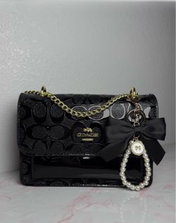 Coach Signature Patent Leather Chain Crossbody Bag