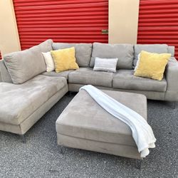 Gray Sectional Couch With Ottoman- Delivery Available Available 🚚