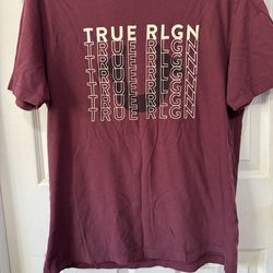 True Religion Men's Burgundy Graphic Logo Tee